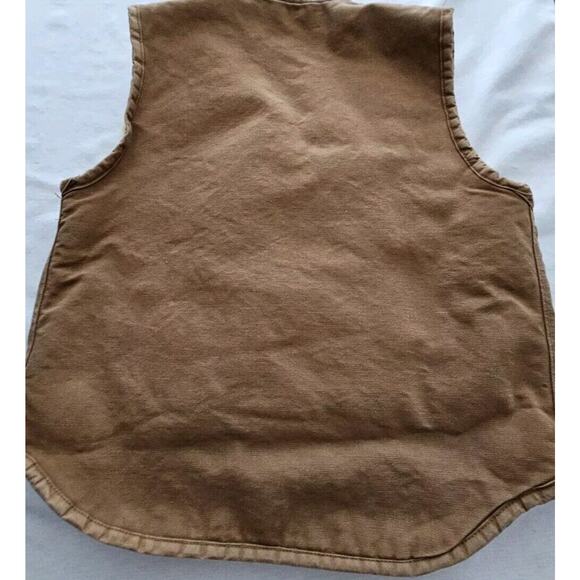 Carhartt Vest Men Large Duck Sherpa Lined Denim Work Zip Made USA Vintage Tan - Picture 4 of 9